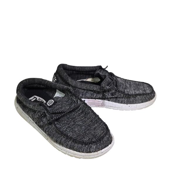 Hey Dude Other - Hey Dude Wally Youth Black and White Sport Knit Slip On Loafers Kids Size YT1